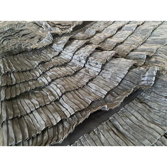 FREE PEOPLE Black Mesh Fan Ruffle Tiered Mini Cocktail Party Dress 6 - Picture 4 of 9